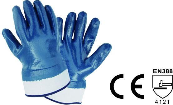 Blue nitrile coated gloves, fully coated gloves,ca